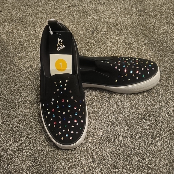 Art Class Women's Black Sneakers with Multicolor Studs - Picture 2 of 3
